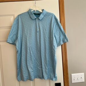 Men’s Bobby Jones blue and white print short sleeve golf polo. Size XL